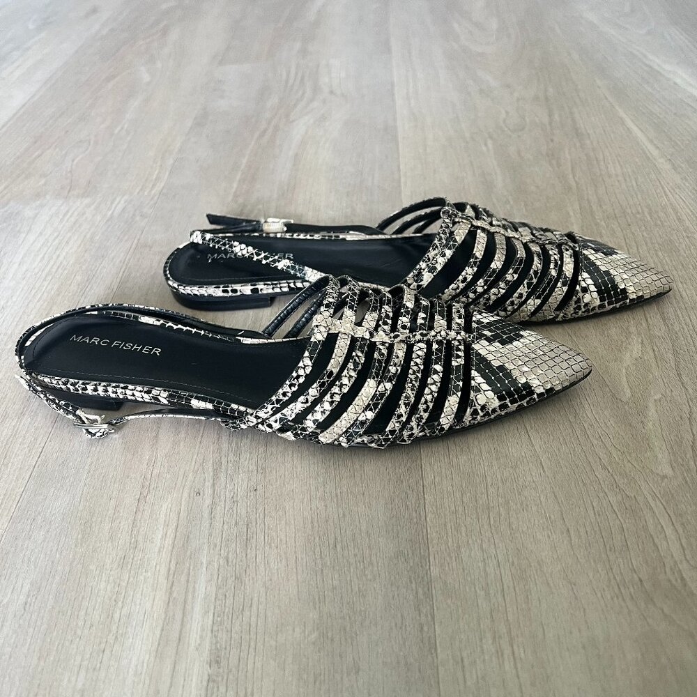 Marc Fisher Vtg Women's Snake Skin Strappy Sling Back Sandals Sz 9M